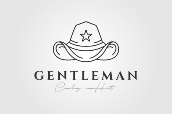 Cowboy Hat Logo Line Art Vector Review