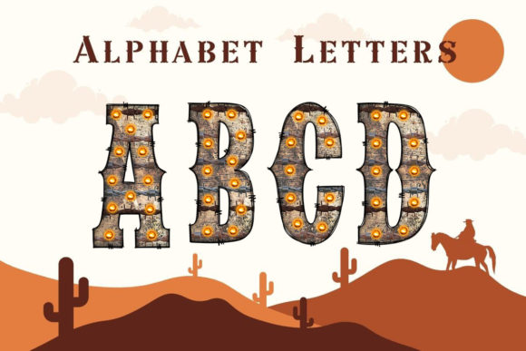 Western Alphabet Doodle Barbed Wire Font