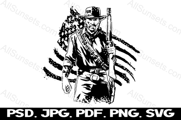 Western Cowboy Gunslinger Rifle Clipart
